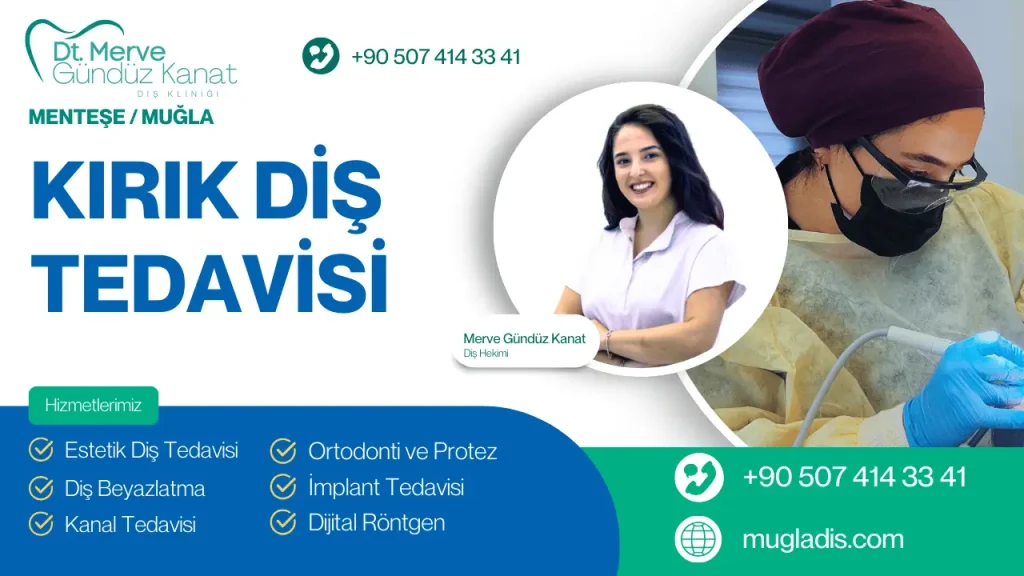 Diş hekimi, modern bir klinikte kırık diş tedavisi yapıyor.