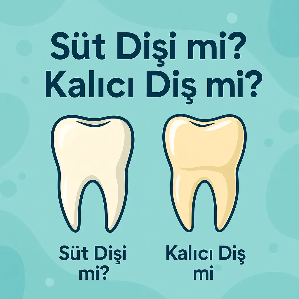 Süt dişi mi kalıcı diş mi sorusunu gösteren karşılaştırmalı diş görseli
