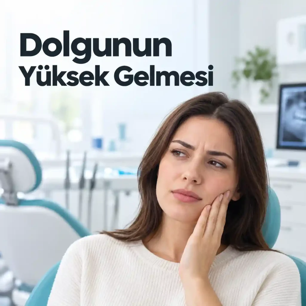 Üst ve alt dişler kapanırken dolgulu dişte erken teması gösteren temsili şema